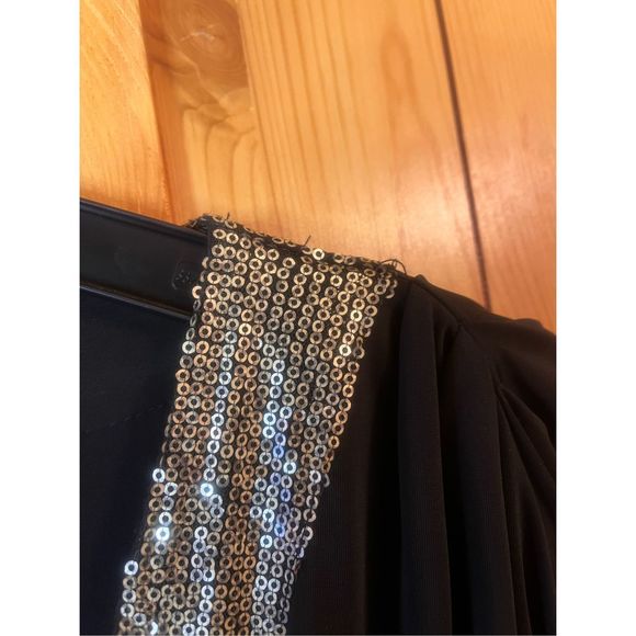 🌿 Kardashian Kollection Black Jumpsuit V-neck Wrap Sequins - Size XL - Picture 5 of 10